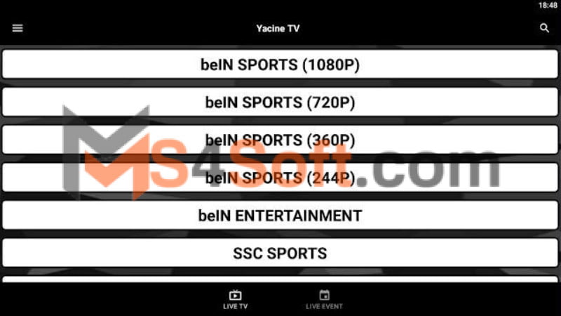 تحميل تطبيق Yacine TV Black بدون مشغل وبدون اعلانات اخر اصدار 2024 من ميديا فاير 3 تطبيق Yacine TV Black