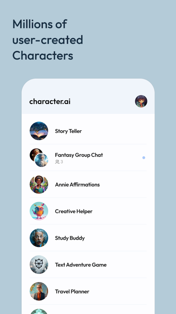 تحميل تطبيق Character AI مهكر عربي للاندوريد والايفون 2025 مجانا 5 تطبيق Character AI