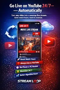 شاشة إعدادات Stream Loop: 24/7 Live Stream